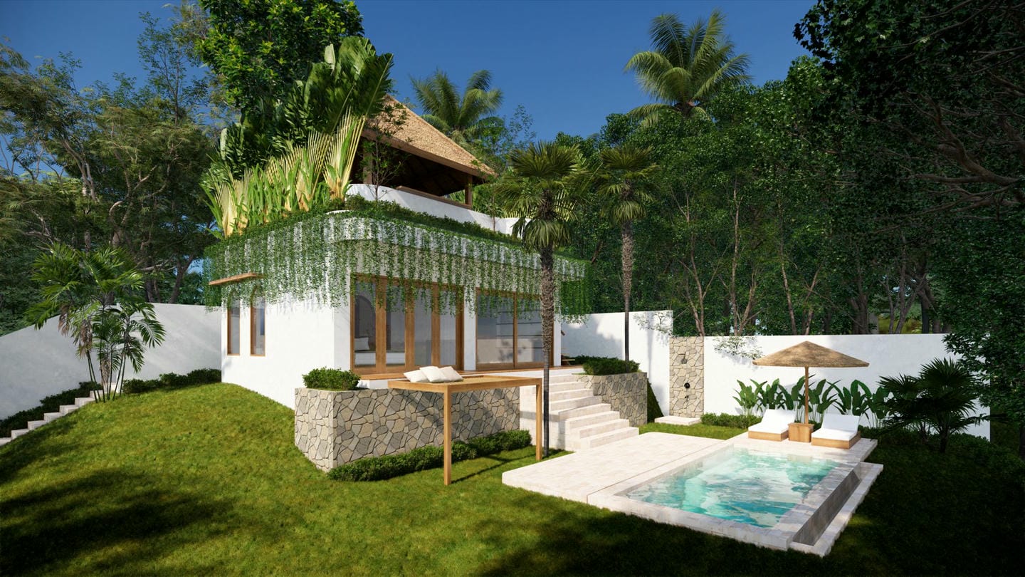 OFFPLAN JUNGLE VIEW 1 BEDROOM VILLA FOR SALE LEASEHOLD IN UBUD BE-2112 